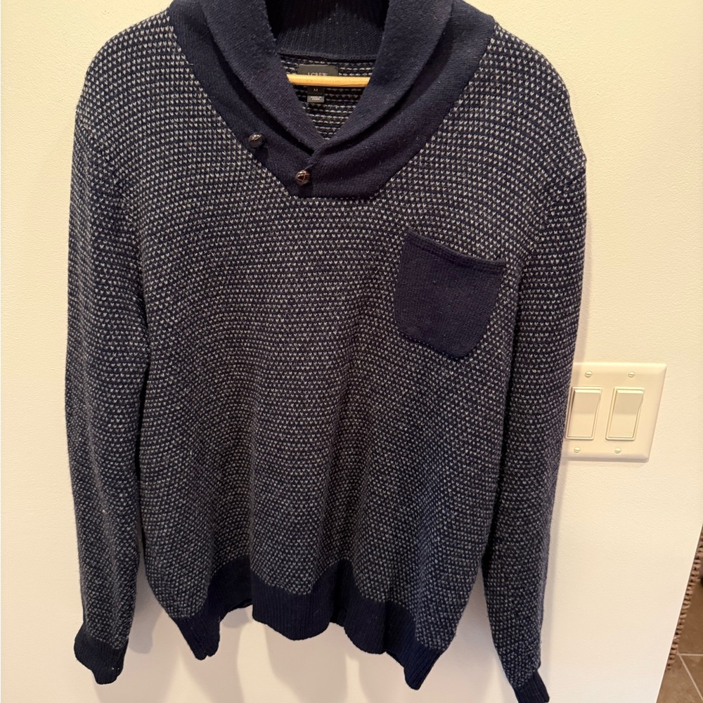 J. Crew Men's Shawl Collar Navy Sweater
